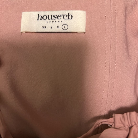 House of CB Tallulah Blush Pink Puff Sleeve Midi Dress Milkmaid Off Shoulder - Picture 10 of 13